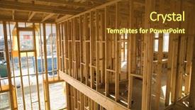  Presentation with under construction - Slide set with structure of a house background and a  colored foreground