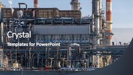  Presentation with exhaust gas - Slide set consisting of structure of pipeline with smoke background and a ocean colored foreground