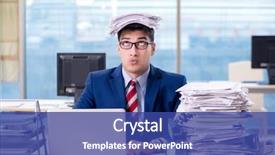  Presentation with paperwork - Beautiful slide set featuring struggle - businessman workaholic struggling with pile backdrop and a ocean colored foreground
