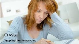  Presentation with digital lady leader - Presentation design with struggle - lady using calculator stressed background and a light blue colored foreground
