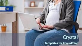  Presentation with pregnant woman - PPT theme consisting of struggle - pregnant woman struggling with pain background and a ocean colored foreground