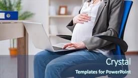  Presentation with pregnant woman - Colorful PPT theme enhanced with struggle - pregnant woman struggling with pain backdrop and a ocean colored foreground