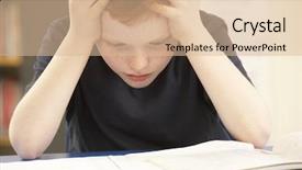  Presentation with stressed - Presentation theme consisting of struggle - stressed schoolboy studying in classroom background and a lemonade colored foreground