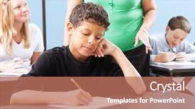  Presentation with test - PPT theme enhanced with struggle - student struggling with a standardized background and a coral colored foreground