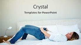  Presentation with jeans denim - Theme enhanced with struggle - woman lying on her bed background and a light gray colored foreground