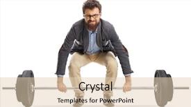  Presentation with barbell - Slide set enhanced with struggle - young man struggling to lift background and a lemonade colored foreground