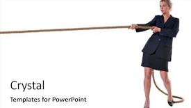  Presentation with struggle - Beautiful presentation featuring struggle business women - blond businesswoman pulling backdrop and a  colored foreground