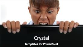  Presentation with laptop screen frame - Slide set consisting of struggle business women - businesswoman biting laptop screen background and a black colored foreground