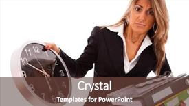  Presentation with time - Cool new presentation design with struggle business women - businesswoman holding a lot backdrop and a  colored foreground