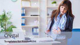  Presentation with pregnant woman - Beautiful slides featuring struggle business women - pregnant woman struggling to do backdrop and a  colored foreground