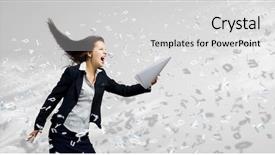  Presentation with strong wind - PPT theme featuring struggle business women - young determined businesswoman walking background and a  colored foreground