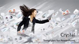  Presentation with strong wind - Audience pleasing theme consisting of struggle business women - young determined businesswoman walking backdrop and a  colored foreground