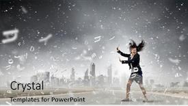  Presentation with strong wind - Beautiful PPT layouts featuring struggle business women - young determined businesswoman walking backdrop and a  colored foreground