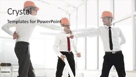  Presentation with struggle - Colorful PPT theme enhanced with struggle with curtailed construction plan backdrop and a  colored foreground