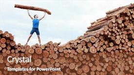  Presentation with pile - Colorful slides enhanced with struggling tree - man on top of large backdrop and a tawny brown colored foreground