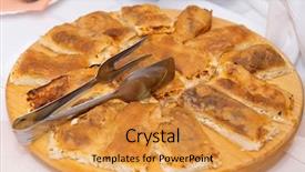  Presentation with appetizer - Slide deck consisting of strukle - famous croatian appetizer made background and a gold colored foreground