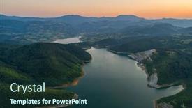  Presentation with water dam - Slide set featuring stubo-rovni-lake-and-dam background and a ocean colored foreground