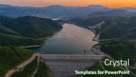  Presentation with water reservoir - Amazing PPT layouts having stubo-rovni-lake-and-dam backdrop and a tawny brown colored foreground