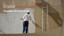  Presentation with building - Audience pleasing PPT layouts consisting of unidentified - stucco on a building wall backdrop and a coral colored foreground