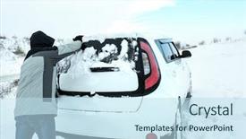  Presentation with stuck - Beautiful PPT theme featuring stuck in snowdrift on winter backdrop and a sky blue colored foreground