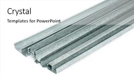  Presentation with metal - Slides having stud - close up of metal drywall background and a white colored foreground