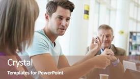  Presentation with mature students sitting at desks - Slide deck with studens collaboration - group of mature students collaborating background and a coral colored foreground