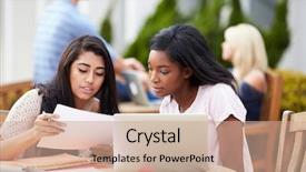  Presentation with students working in groups - Colorful theme enhanced with studens collaboration - two university students working backdrop and a coral colored foreground