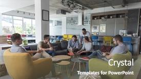  Presentation with team group - Colorful PPT theme enhanced with studens collaboration - young people group in modern backdrop and a tawny brown colored foreground