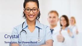  Presentation with doctor african - Beautiful presentation design featuring nursing student - healthcare and medicine concept backdrop and a sky blue colored foreground