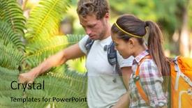  Presentation with backpacks - Slide set consisting of student about plants and biology background and a seafoam green colored foreground