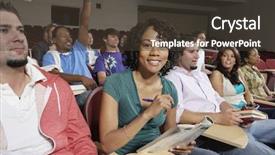  Presentation with classmates - Cool new presentation with student activities - classmates sitting in classroom backdrop and a tawny brown colored foreground