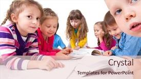  Presentation with children reading - Colorful PPT layouts enhanced with student activities - group of children enjoying reading backdrop and a lemonade colored foreground