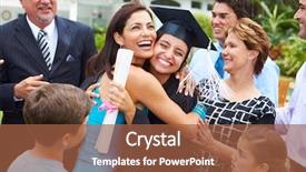  Presentation with hispanic - Slide set enhanced with student and family celebrating graduation background and a red colored foreground