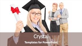  Presentation with worried female college student for health check up - Colorful slide set enhanced with shot of a female graduate backdrop and a coral colored foreground