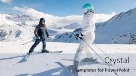  Presentation with ski - Presentation with student-and-ski-teacher background and a light blue colored foreground