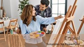  Presentation with teacher - Presentation with student-and-teacher-smiling-happy background and a coral colored foreground