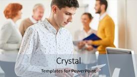  Presentation with internet - Amazing theme having student as programmer with tablet backdrop and a  colored foreground