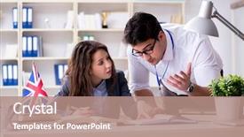  Presentation with language training - Amazing slide deck having student at language training backdrop and a coral colored foreground