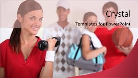  Presentation with teenagers - Presentation theme having student athlete - four teenagers loving sport background and a coral colored foreground
