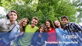  Presentation with support group online - Cool new theme with student athlete - group of friends backdrop and a ocean colored foreground