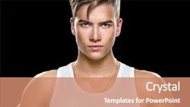  Presentation with black man - Slide deck having student athlete - handsome athletic young man isolated background and a coral colored foreground