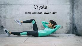  Presentation with activity - Beautiful presentation theme featuring student athlete - young woman performing core crunch backdrop and a lemonade colored foreground