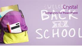  Presentation with purple education - Presentation with student bag against purple background and a lemonade colored foreground