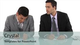  Presentation with cheating - Theme having student behavior - businessman cheating in exam background and a light gray colored foreground