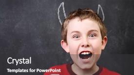  Presentation with behavior - Audience pleasing presentation theme consisting of student behavior - devil boy backdrop and a dark gray colored foreground