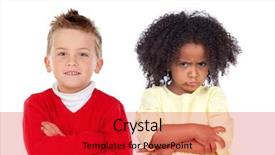  Presentation with children behavior - Colorful presentation theme enhanced with student behavior - many angry children isolated backdrop and a crimson colored foreground
