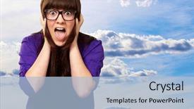  Presentation with behavior - Cool new presentation design with student behavior - scared face of woman outdoor backdrop and a light blue colored foreground