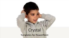  Presentation with ears - Slide set with student behavior - small child covering his ears background and a  colored foreground