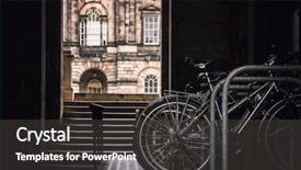  Presentation with eco bikes - Theme with student bikes on a rack background and a dark gray colored foreground