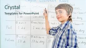  Presentation with high school - Slides enhanced with student boy answers the grammar background and a sky blue colored foreground